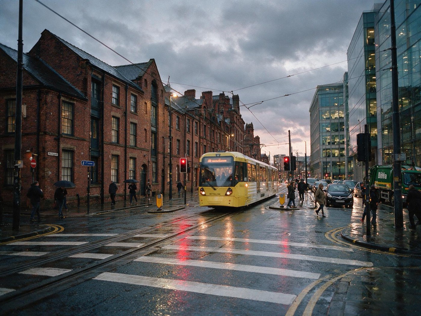 Manchester city centre at dusk