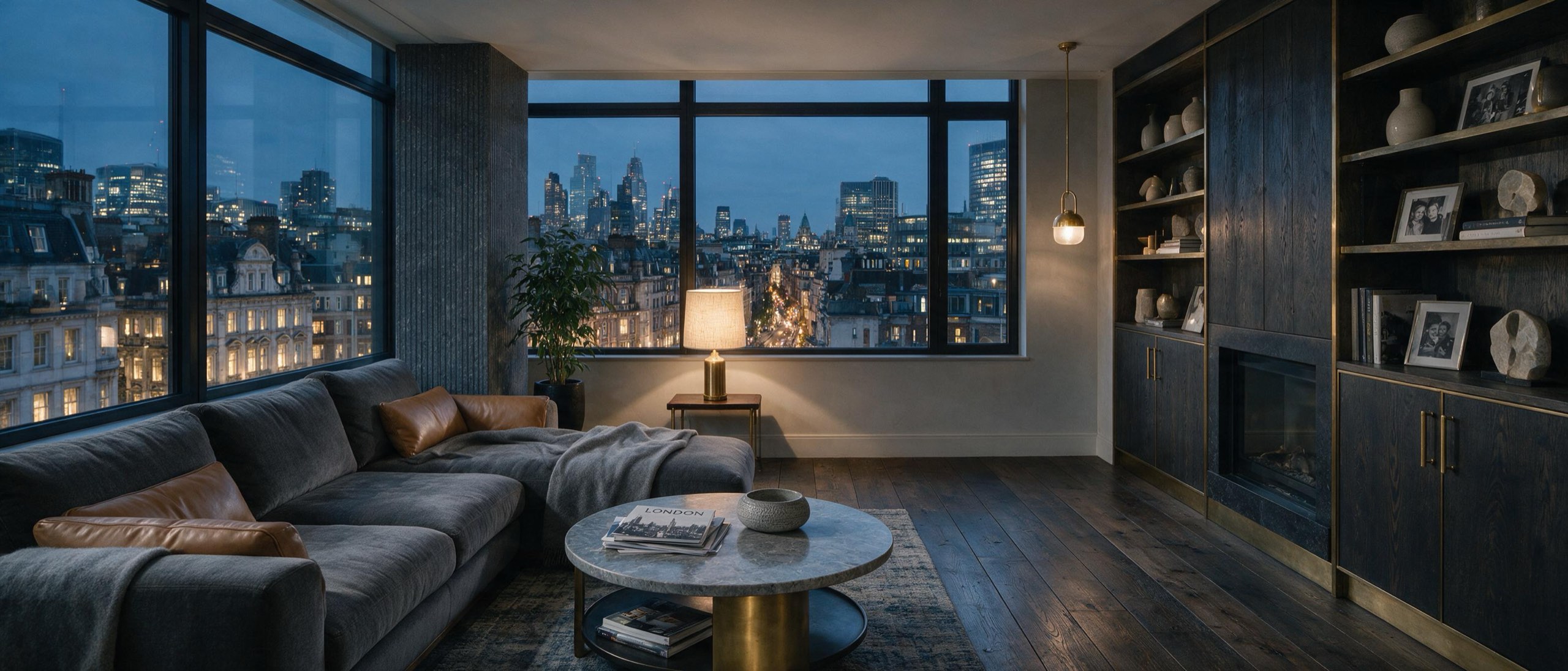 London skyline from a luxury interior